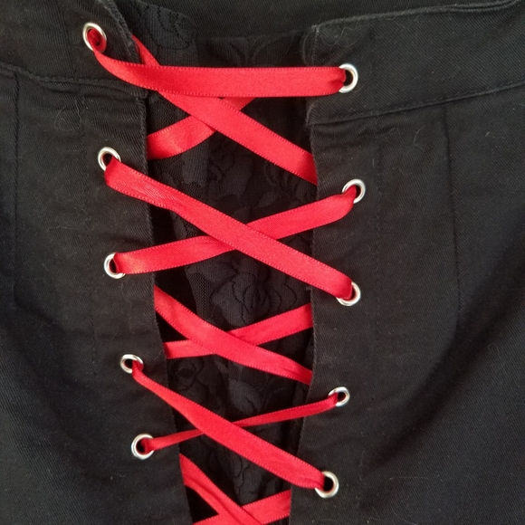 Tripp Womens Black Skirt Red Lace-up Back - Picture 3 of 8
